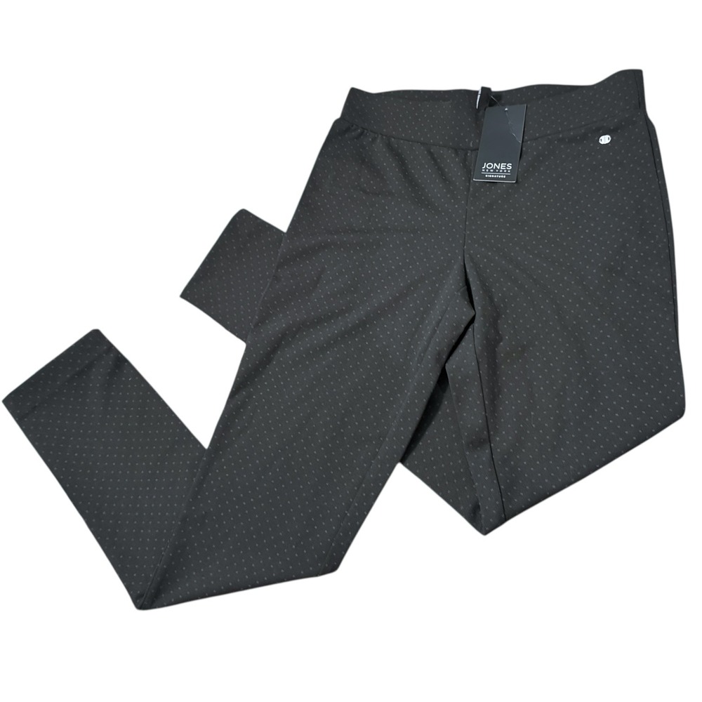 Brand New Jones NY Womens Stretchy Pants Size S Black Polka Dot‎ Career Office